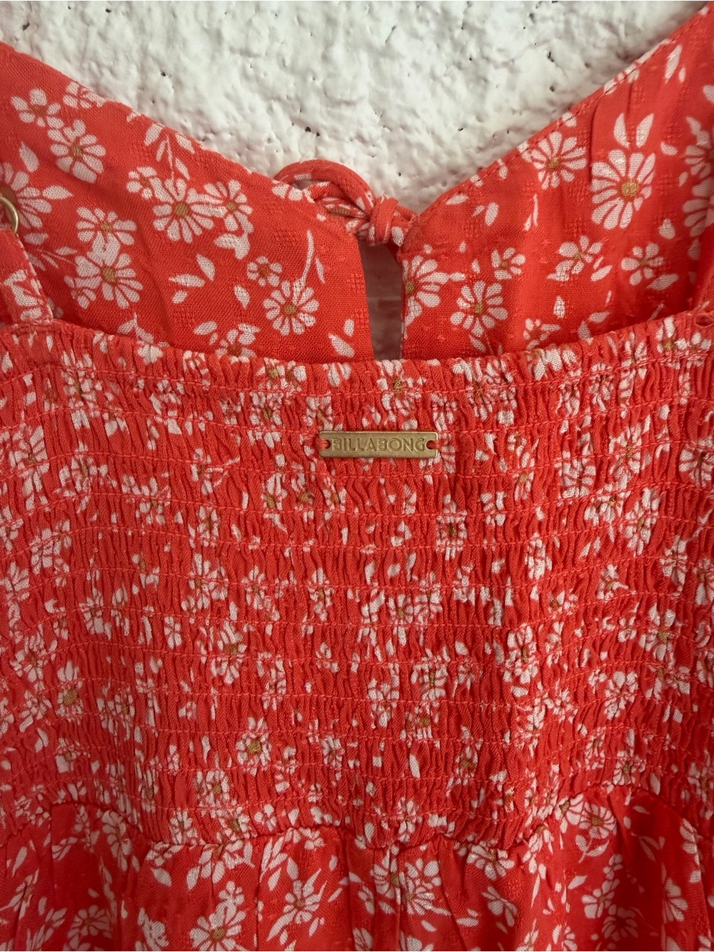 Billabong Texas Beach Coral Floral Tie-Front Mini Dress - Picture 8 of 10